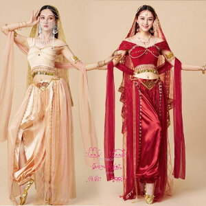 ダンス衣装ベリーダンス衣装ハロウィン仮装レディース 2点セット ステージ衣装セットアップ 練習用アラジン民族風インドダンスウェア トップス長袖ロングスパンツ アクセサリー大人用コ