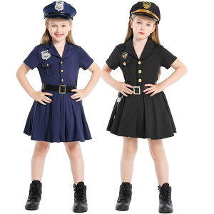 子供 制服 半袖 定番 衣装 仮装 コスプレ ハロウィン Halloween ミニスカポリス kids キッズ警官 CA ポリス コスチューム  警察官 ジュニア 女の子