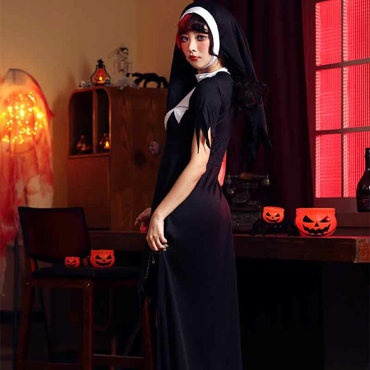 楽天市場】ハロウィン コスプレ 修道女風 コスチューム 逆十字モチーフ 