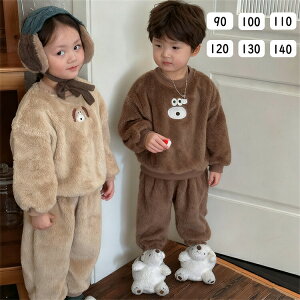 パジャマ 着ぐるみ 冬 小学生 キッズ 子供 ルームウェア もこもこパジャマ フランネル 暖かい 秋冬 2点セット 裏起毛 熊柄 犬柄 着る毛布 もふもふ 可愛い 上下セット ベビーカラー 防寒 厚手