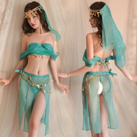 踊り子 コスプレ セクシー アラジンベリーダンス セクシー　コスチューム衣装 アラビアン ハロウィン 仮装 アニメ ゲーム 異世界 シースルー