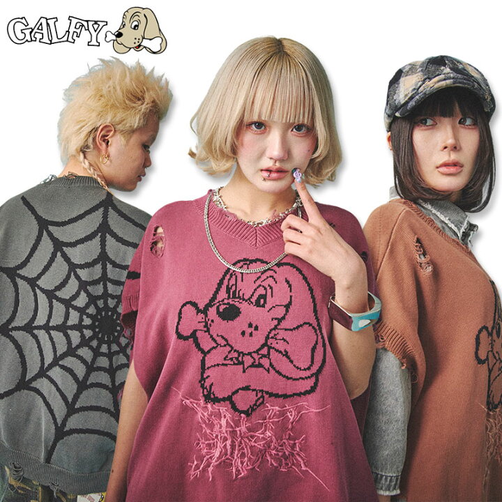 楽天市場】ガルフィー GALFY スパイダー染め染め ニット ベスト 152040 