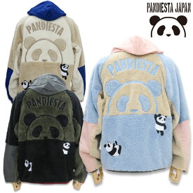 パンディエスタ ハーフジップ アノラックパーカー 533565 L XL XXL 000ホワイト 052カーキ ベージュ081 パンダ PANDIESTA JAPAN 刺しゅう メンズ