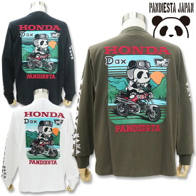 パンディエスタ HONDAとコラボ 長袖Tシャツ 533504 L XL XXL 白 000 黒 012 カーキ 052 パンダ PANDIESTA JAPAN 刺しゅう メンズ レディース バイク ホンダ