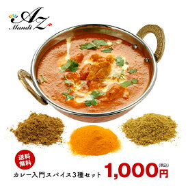 【送料無料 レシピ付】カレー 入門 スパイス 3種 セット 50g チャック袋入 スパイス スパイスカレー おうちカレー 手作りカレー クミン ターメリック コリアンダー 1000円 ポッキリ 送料込み お得 人気 お試し お試しセット