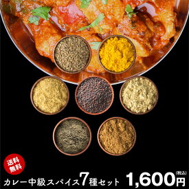 【送料無料 レシピ付】 カレー 中級 スパイス7種 セット チャック袋入 スパイスカレー 手作りカレー 送料込み チキンカレー クミン ターメリック コリアンダー マスタード カルダモン ブラックペッパー ガラムマサラ