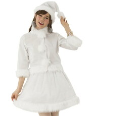 レディ　ベイシックサンタホワイト　サンタ　クリスマス　仮装　衣装　コスプレ　コスチューム　サンタクロース　パーティ　イベント　かわいい