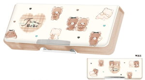 カミ228507 【全品 送料無料!】 オリジナル コンパクト両面開きペンケースフワベベ クマ ベア 動物 アニマル ボックス 箱型 ペン入れ 筆箱 収納 文房具 学校 勉強 雑貨