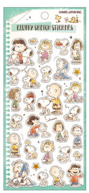 8460 【全品　送料無料！】　【10枚セット】　【セット】　【セット商品】　【日本製】　スヌーピー　SNOOPY　フラッフィースケッチステッカーズスヌーピーとフレンズ　ピーナッツ　ウッドストック　シール　プチ　ミニ　ワンポイント　文房具　雑貨　グッズ