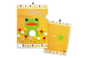 【全品 送料無料!】 日本製 オリジナル キックル A4クリアファイルチューリップ カエル かえる ケース カバー ファイル入れ 整理 収納 文房具 学校 勉強 雑貨 グッ