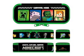 【全品　送料無料！】　Minecraft　マインクラフト　フルオープンポーチ集合　マイクラ　ブロック　ゲーム　映画　ケース　ペン入れ　筆箱　収納　文房具　学校　勉強　雑貨　グッズ　かわいい