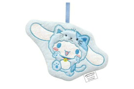【全品　送料無料！】　サンリオキャラクターズ　バンザイシリーズ　ダイカットタオルマスコットシナモロール×ネコ　ループ付きタオル　紐付き　子供　キッズ　保育園　幼稚園　雑貨　グッズ　かわいい