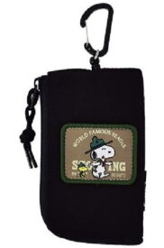 【全品　送料無料！】　スヌーピー　SNOOPY　キーアンドパスポーチブラック　黒　ビーグルスカウト　ワッペン　RE-PET　ピーナッツ　ウッドストック　ケース　定期入れ　カード入れ　鍵入れ　収納　子供　キッズ　雑貨　グッ