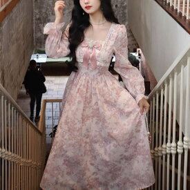 L～5L大きいサイズ ワンピース ワンピ レトロ お嬢様 クラシカル ロリータ ゴスロリ コスプレ 制服 イベント ステージ 衣装 インスタ 撮影 アイドル ★可愛いレトロ上品お姫様可愛いぽっちゃりさん上品感ラメ入り花柄ロングワンピース L 2L 3L 4L 5L サイズ★フリーダムsale
