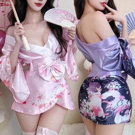 花魁 着物ドレス セクシー 着物 セクシーランジェリー ドレス コスプレ コスチューム 衣装 パーティー 七夕祭り 浴衣イベント インスタ 撮影 アイドル★花魁スタイル！ 花柄プリントスーパーミニ丈の帯＆ショーツセットボディコンセクシー着物ミニドレス★フリーダム sale