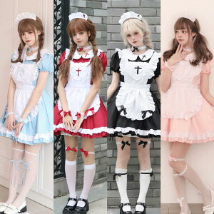 大きいサイズ メイド コスプレ コスチューム 衣装 エプロン メイド服 メイドカフェ アキバ ゴスロリ ロリータ アイドル 萌え ステージ 制服 ハロウィン インスタ 撮影★ ゴスロリ系!リボン