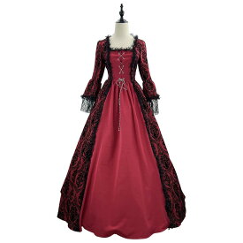 ★S～6L★2色★小さいサイズ～大きいサイズ★貴婦人 貴族 宮廷 女王 王様 中世 ハロウィンコスプレ 衣装 ステージ 制服 仮装 演出 舞台衣装 インスタ 撮影★ゴージャス！クラッシック系 貴族風宮廷風 長袖ゴスロリワンピース S M L 2L 3L 4L 5L 6L サイズ ★フリーダム sale