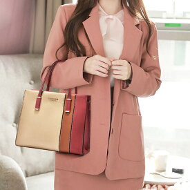 ★5色★ベージュ ピンク ゴールド ワインレッド ミントグリーン ハンドバッグ トートバッグ ショルダーバッグ 韓国風カジュアル鞄 肩掛けバッグ OL通勤 通学 バッグ 鞄 韓国風ファッション インスタ 撮影 アイドル★レディース 配色ハンドバッグ ワンサイズ★フリーダムsale