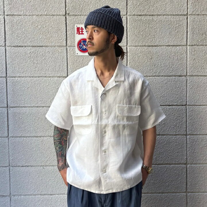 楽天市場】Nigel Cabourn / OPEN COLLAR SHIRT - LINEN TWILL Off  