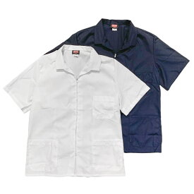 RED KAP / ZIP FRONT SMOCK White Navy (レッドキャップ ジップフロント スモック ワークシャツ 半袖 白 ホワイト ネイビー)
