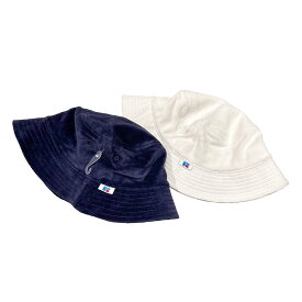 DEADSTOCK 00's Russell Athletic Belour Bucket Hat Navy White / ラッセルアスレチック バケットハット ベロア ネイビー ホワイト 白 デッドストック 古着 ヴィンテージ