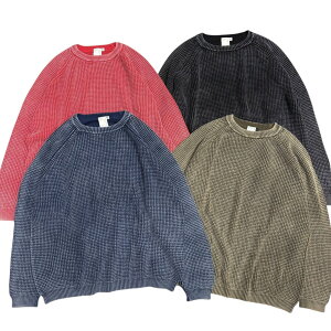 A.R.P.? Washed Cotton Mineral Breach Waffle Sweater Black Olive Indigo Red / Rbgjbg ~lEHbV bt ubN I[u CfBSu[ bh