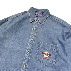 90's "Hard Rock Cafe" Denim L/S Shirt / ハードロックカフェ デニムシャツ 刺繍 ロゴ 古着 アメリカ直輸入