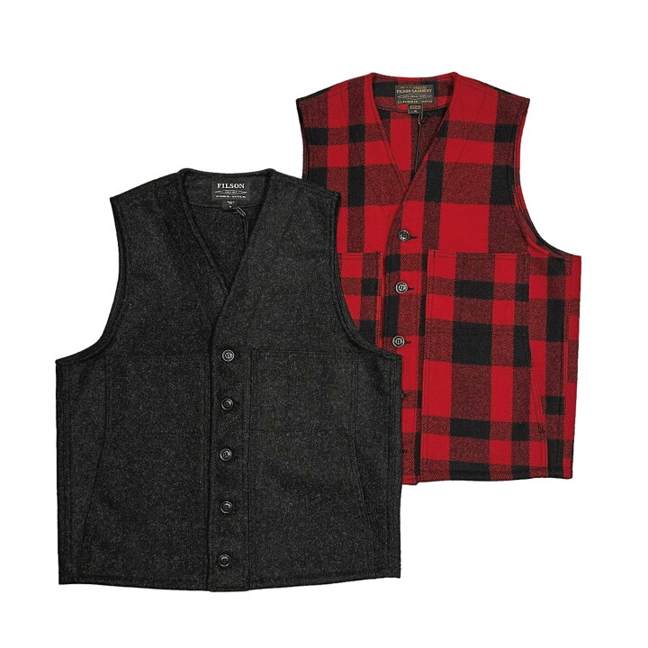 楽天市場】FILSON / MACKINAW WOOL VEST Charcoal Red/Black - Made in 