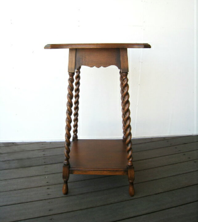 楽天市場 花台 木製花台 おしゃれ クラシック オーク花台ネジリ脚 スクエア花台 木製 フラワースタンド 玄関 アンティーク 電話台 おしゃれ オーク 花台ネジリ脚 スクエア 高さ71cm 送料無料 オーク花台ネジリ脚 ウッドギャラリー樹