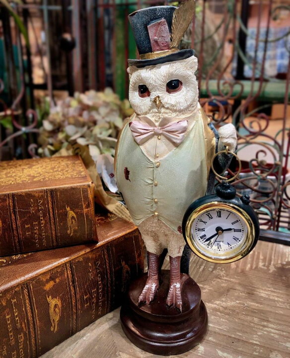 楽天市場】置き時計 時計 ふくろうの時計 梟 フクロウ OWL オウル 紳士 