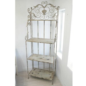 オープンシェルフ スチール シェルフ アンティーク アイアン オープンシェルフ 棚 木製 飾り棚 店舗用 ディスプレイ オープンラック おしゃれ 北欧 エレガント アンティーク 小物飾り棚 4段