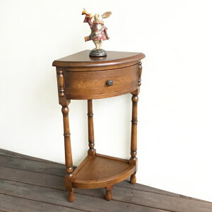 コーナーテーブル サイドテーブル コーナー用 コンソール 花台 電話台 オーク無垢 木製 天然木 おしゃれ アンティーク調 クラシック家具 クラシカル フラワースタンド 玄関家具 完成品【送