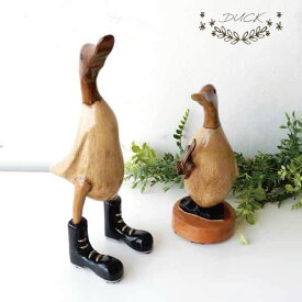 動物の置き物 木彫り アヒル あひる ダック ギター かわいい 置物 木彫り 木彫りの置物 ウッド インテリアオブジェ かわいい アニマル 動物 デザイン 雑貨 アンティーク調 レトロ 贈り物 プレゼント【お買得品】ダック/ギターダック