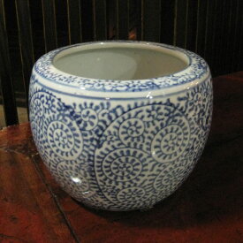 火鉢 陶器鉢 おしゃれ 水鉢 睡蓮鉢 メダカ鉢 金魚鉢 陶器　めだか鉢 鉢 陶器 水連鉢 和風 和モダン アジアン ビオトープ 観葉植物 ガーデニング 鉢カバー プランタカバー 鉢植え【お買い得品】ミニ火鉢 蛸唐草 （S）
