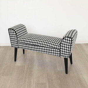 スツールベンチ スリム クッションチェア 千鳥格子 白黒 ソファチェア クッションスツール ベンチチェア 玄関ベンチ 玄関椅子 エレガント 布張り モダン おしゃれ かわいい 家具 ベンチスツ