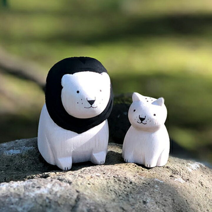 楽天市場】置物 木彫り ライオン 親子 アニマル 動物 オーナメント 