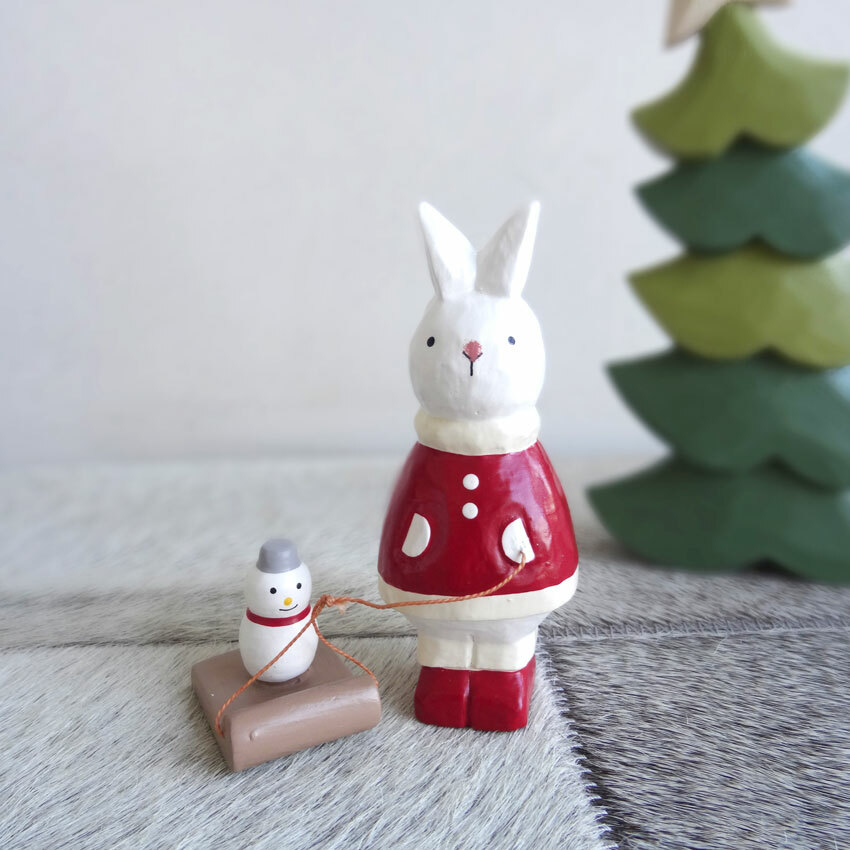 楽天市場】クリスマス 雑貨 X'mas 小物 置物 木彫り うさぎ ウサギ
