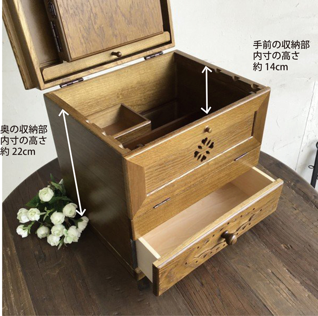 楽天市場】メイクボックス 三面鏡付き 日本製 国産 木製コスメボックス 