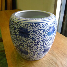 水鉢 火鉢 鉢カバー プランターカバー　陶器　鉢 陶器 和モダン 和風 アジアン ビオトープ 観葉植物 ハイドロカルチャー 深め【人気商品】深火鉢大花柄