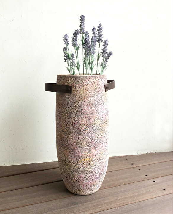 ツボ 壺 骨董 山水画 花瓶 花器 傘立て 古美術 オブジェ 玄関飾り