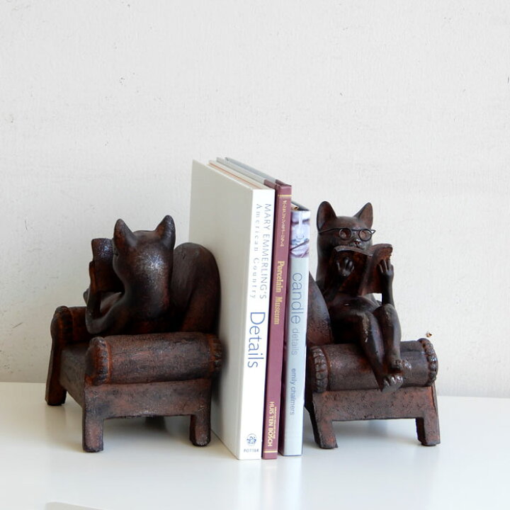 楽天市場】置物 猫雑貨 猫グッズ ねこ cat キャット 読書する猫 グッズ 