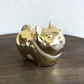 猫 ねこ ネコ ネコグッズ　貯金箱 ゴールド 金色 駒猫 開運 開運グッズ 縁起の良い 招福 金運 和風小物 和風雑貨 陶器 置物 猫雑貨 幸運 幸せ プレゼント 合格祈願【お買得品】駒猫金色貯金箱