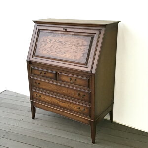 【ライティングデスク】大人のデスク 日本製 国産 折りたたみ ライティングビューロー パソコンデスク クラシック 無垢 木製 おしゃれ アンティーク ナラ無垢 収納 デスク 省スペース 書斎