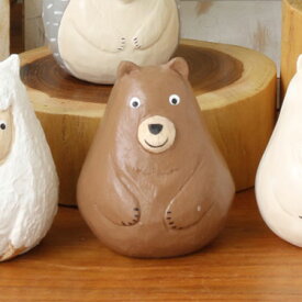 クマ くま 熊 クマさん 置き物 置物 木彫り アニマル 木彫りの置物 インテリアオブジェ かわいい アニマル 動物 デザイン 雑貨 大人気 アンティーク レトロ 贈り物 プレゼント【人気商品】ラマタマアニマル（クマ）