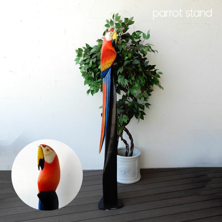 楽天市場】オウム parrot パロット スタンドウッド wood オーナメント 