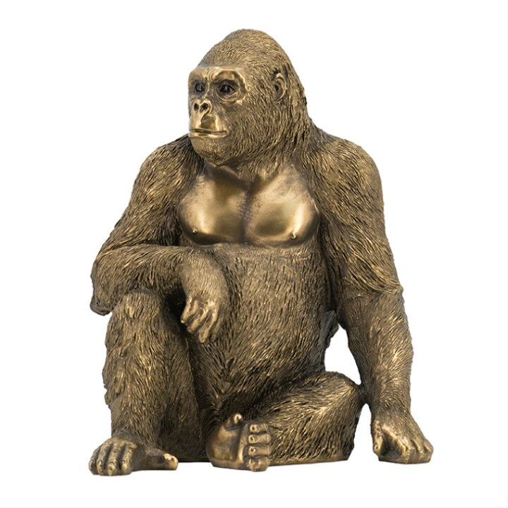 楽天市場】ゴリラ ゴリラの置物 ゴールド リアル 動物雑貨 金色 