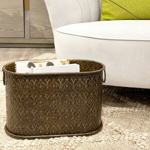 マガジンラック マガジンボックス アジアン アジアン家具 モダン ダマスク柄 オリエンタル スリッパラック おしゃれ 小物入れ アイアン製 本収納 アンティーク調 持ち運び アンティークゴ