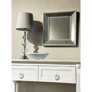 壁掛けミラー 鏡 ミラー 正方形 スクエア 44×44 角型ミラー 大型ミラー 店舗用 ショップ用 美容室 美容院 壁掛けタイプ アンティーク調 モダン 高級感 ウォールミラー おしゃれ 立体装飾 新築