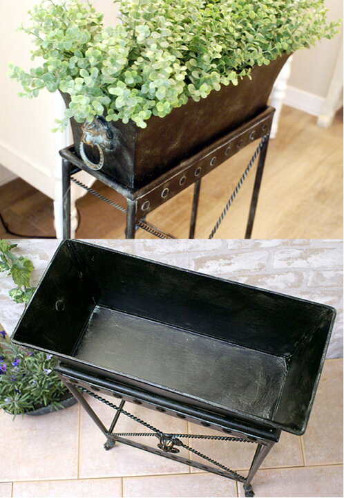 楽天市場】プランター スタンド付き アンティーク アイアン 鉢入れ  