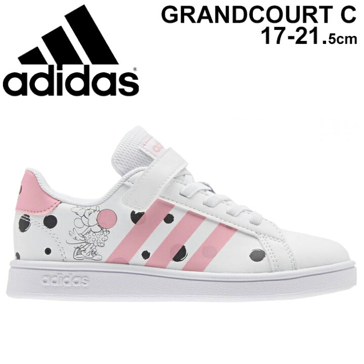 楽天市場 キッズ スニーカー シューズ ジュニア 女の子 17 21 5cm 子供靴 アディダス Adidas グランドコート Grandcourt C ミニーマウス Disneyコラボモデル コートスタイル ゴム紐 ベルクロ 運動靴 Kys27 くつ Fz3241 World Wide Market